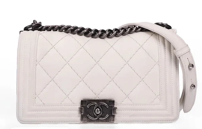 White quilted chain-strap handbag from the Sassy Sisters collection
