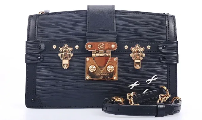 Black structured trunk-style handbag from the Sassy Sisters collection